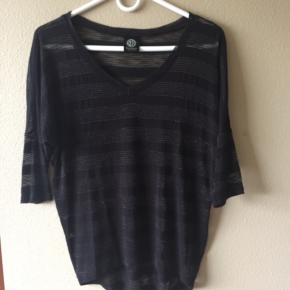 Bobeau burnout tee with metallic gold threading
